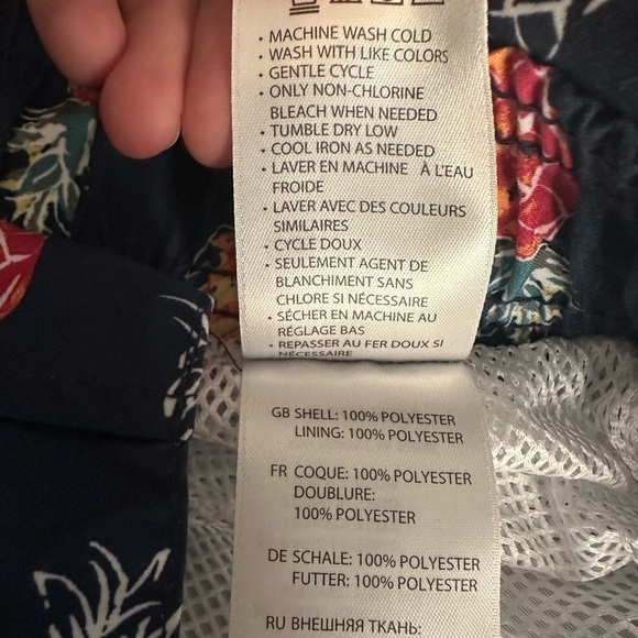 Mens 1x swim shorts navy blue w pineapple print Island Passport 9” inseam - Picture 9 of 12